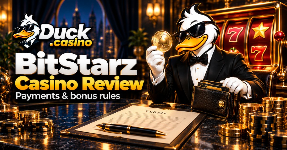Duck.casino illustrated cover: BitStarz Casino Review. Payments & bonus rules.